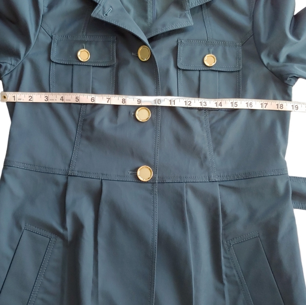 St. John Yellow Label Blue Utility Trench Jacket with Gold Buttons Women's 6 - Picture 11 of 17